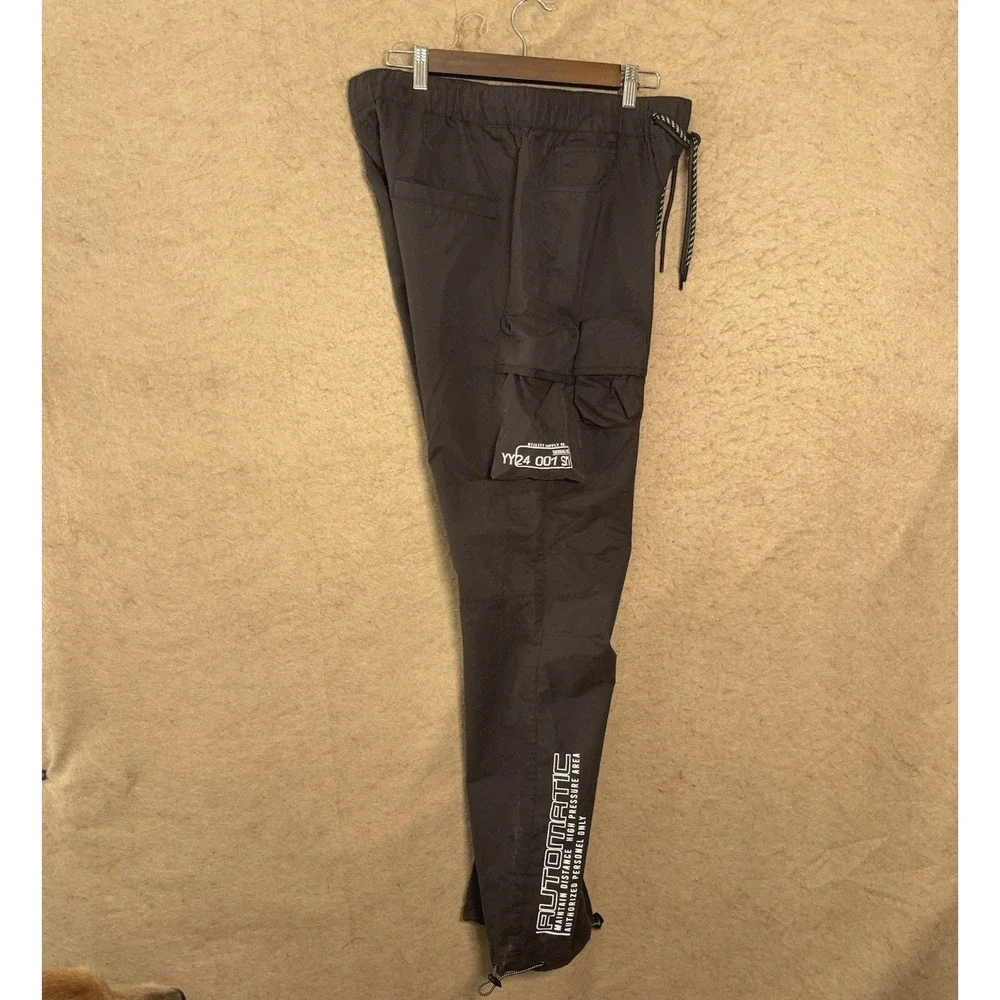 Smoke Rise Cargo Pants Mens Sz M Black‎ Drawstring Cinch Hem Streetwear